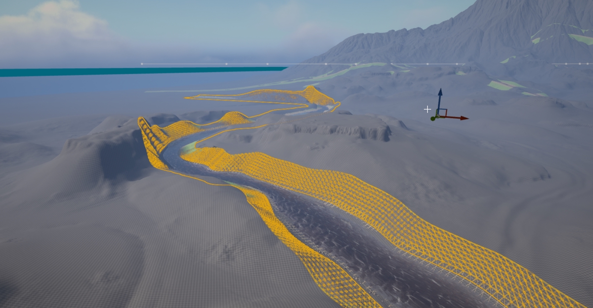 River Mesh with Flowmaps and Skirt Integration